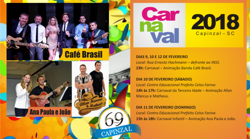 Programação completa do Carnaval 2018.